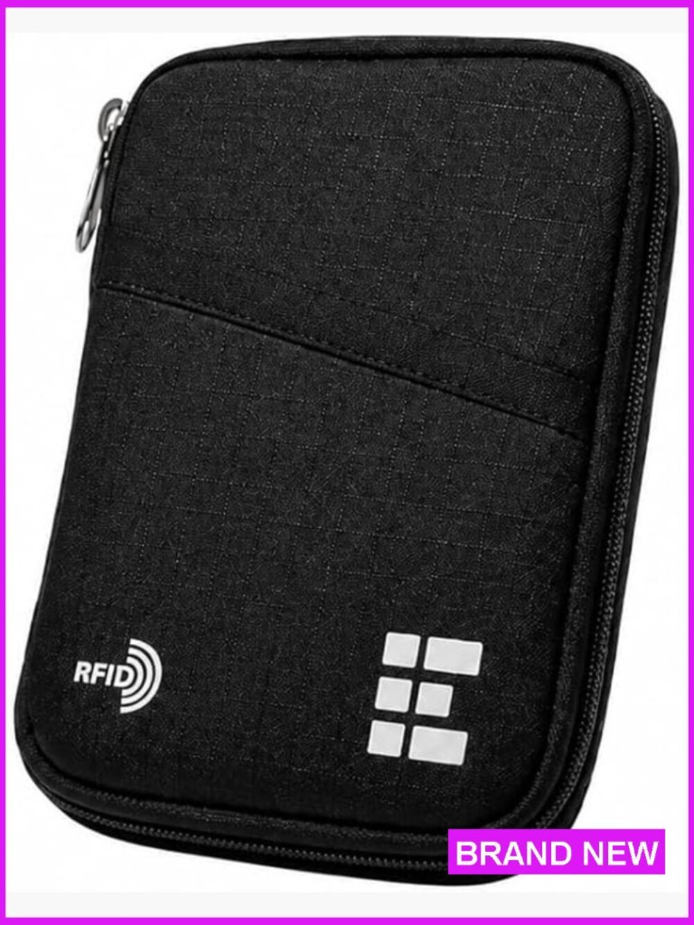RFID Passport Holder Travel Wallet Zippered Document Organizer Compact